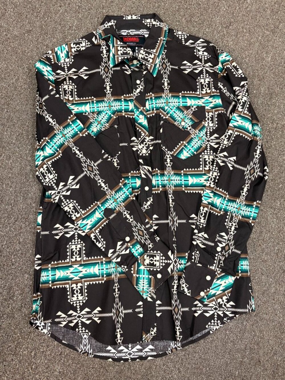 Rock & Roll Men's Long Sleeve Western Snap Shirt - Peacock Southwest Print